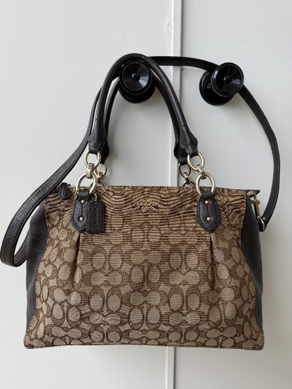 COACH Signature Colette Carryall Satchel F36200 Khaki Brown